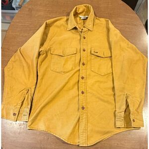 Vintage Duck Head Canvas Work Shirt Yellow Long Sleeve Utility Button Up